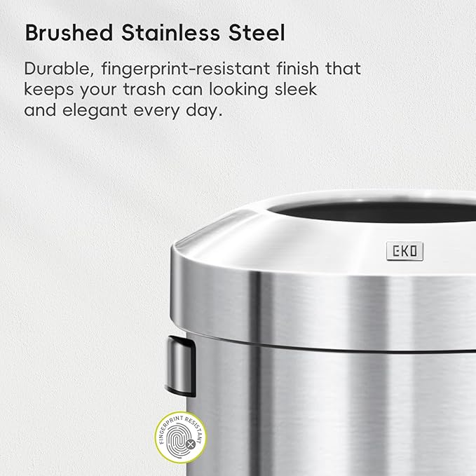 EKO 32-Gallon Round Stainless Steel Open Top Trash Can, Large Commercial Waste - Image 4
