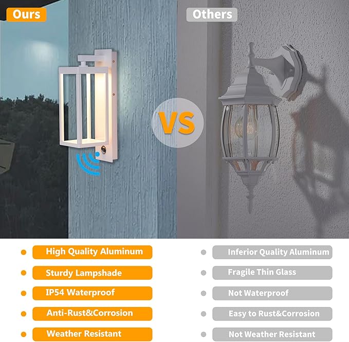 Lustrlach Outdoor Motion Sensor Wall Lights, 15In Modern LED Exterior Sconce - Image 5