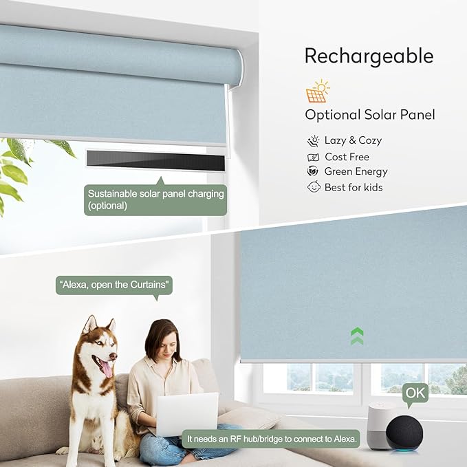ZSHINE Motorized Blackout Window Blinds Customize Width Remote Control - Image 4