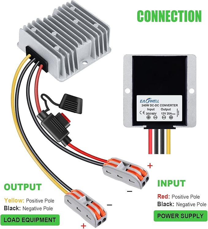 EAGWELL 48V to 12V DC Converter 20A 240W Waterproof Voltage Regulator - Image 6