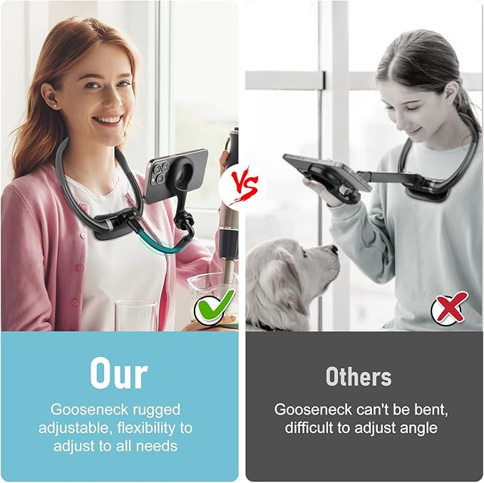 Magnetic Neck Phone Holder, Hands Free POV/Vlog Selfie Mount Flexible Neck - Image 4