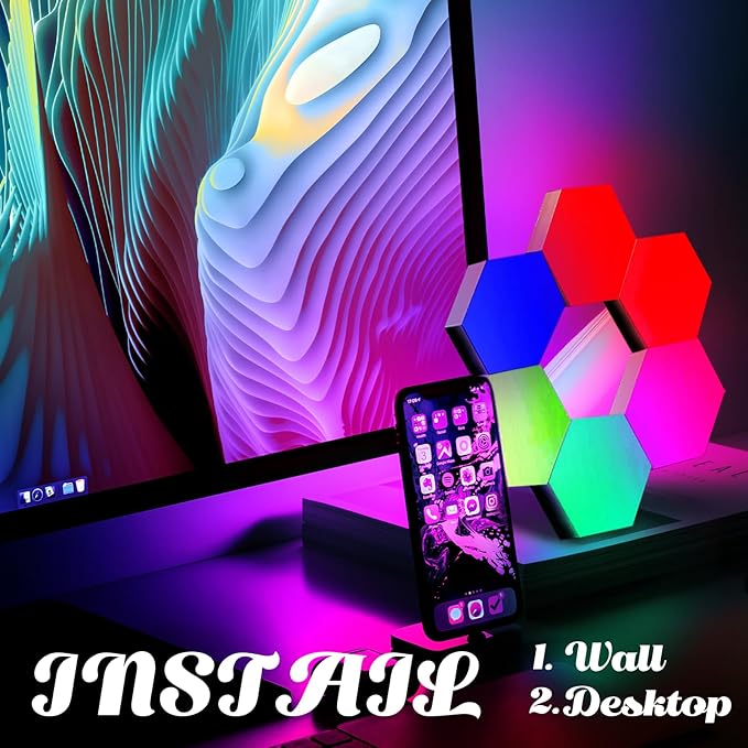 ODISTAR Remote Control Hexagon Wall Light, Smart Wall-Mounted Touch-Sensitive - Image 4