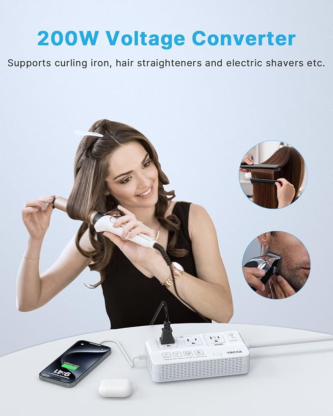 220V to 110V Voltage Converter, VINTAR 2000W Travel Converter - Image 3