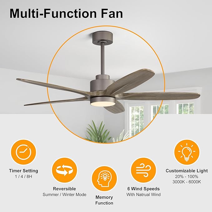 WINGBO 54" Ceiling Fan with Light - Image 2