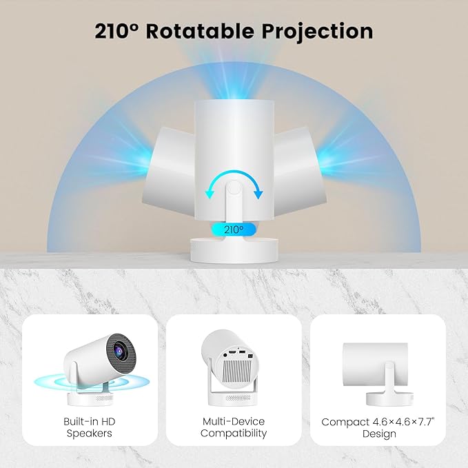【Electric Focus】Mini Projector, Projector 4K 1080P Support, 260 ANSI Lumens - Image 4