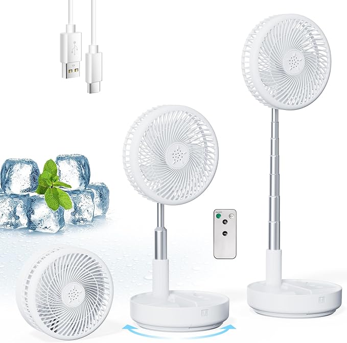 Primelove Portable Oscillating Rechargeable Fan, Battery Operated by Primelove
