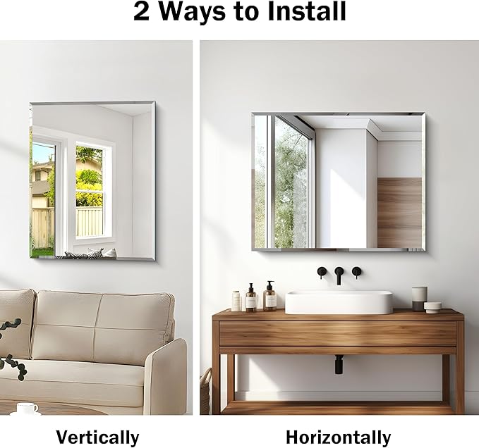 CILIBER Beveled Mirror, 24x30 Frameless Beveled Bathroom Mirrors - Image 3