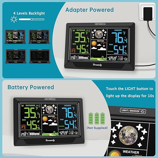 DreamSky Weather Station Indoor Outdoor Thermometer Wireless, Atomic Clock - Image 6