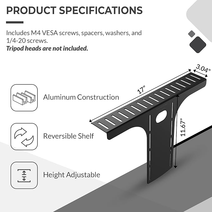 HumanCentric DSLR Monitor Mount Large, Desk Camera Mounting, Light Webcam - Image 4