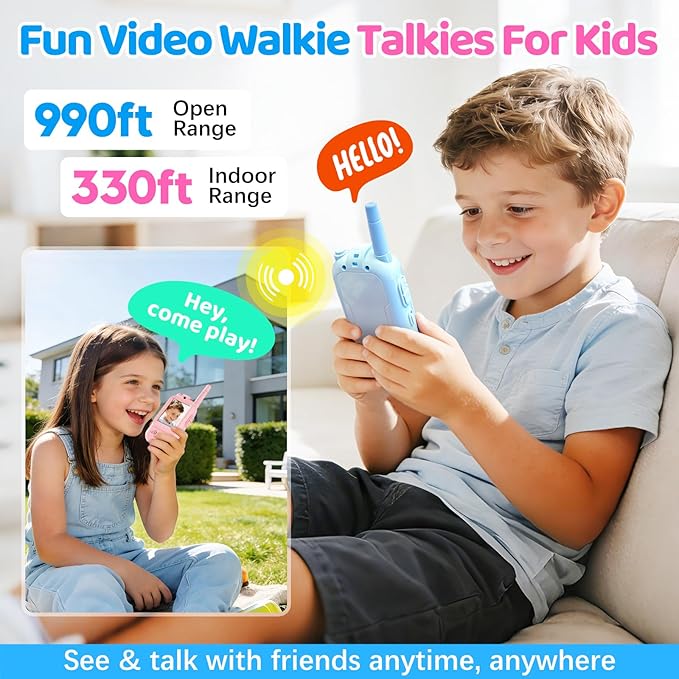 Video Walkie Talkies for Kids, 2 Pack Rechargeable Kids Walkie Talkies - Image 2