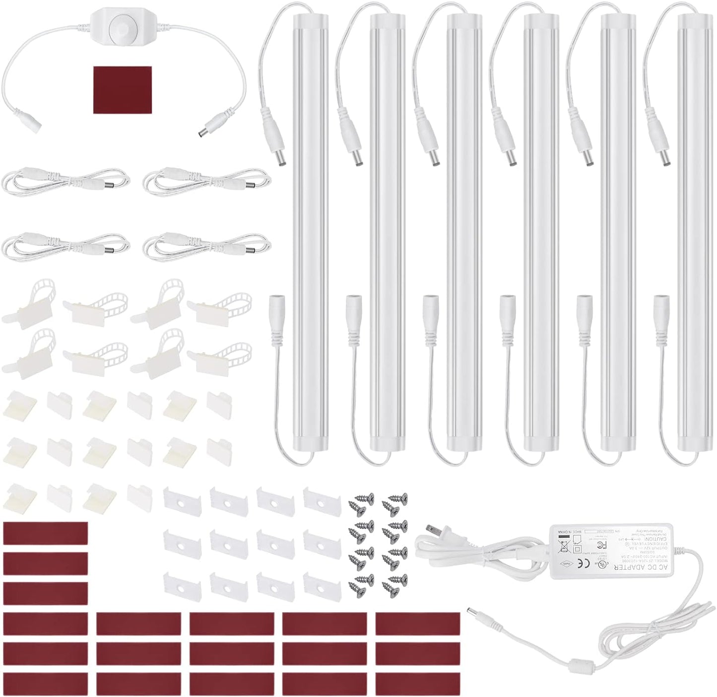 Kitchen Under Cabinet LED Lighting Kit, Super Bright, 6 PCS 12 Inches Light Bars, Plug-in or Hardwire Power Adapter, 31W 2000 Lumen, for Cabinet Counter Shelf Workbench (Daylight White 5000K)