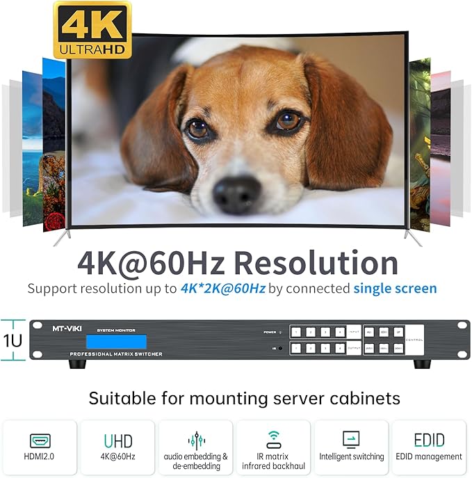 MT-VIKI 4K HDMI Matrix Extender 4x4 4K60Hz 4:4:4 Over CAT6/7/8 Cable, Matrix - Image 5