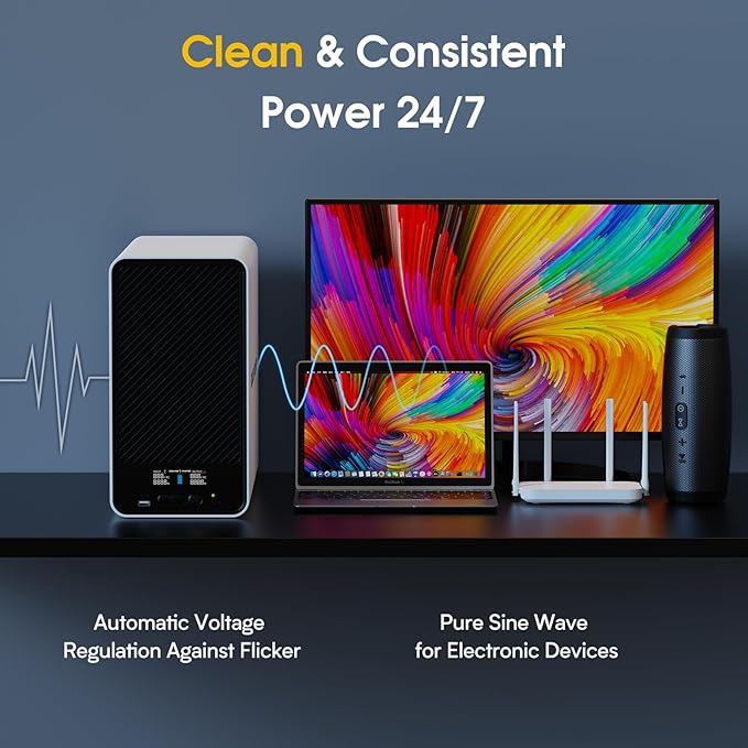 GOLDENMATE 2000VA/1600W Lithium UPS Battery Backup and Surge Protector - Image 5