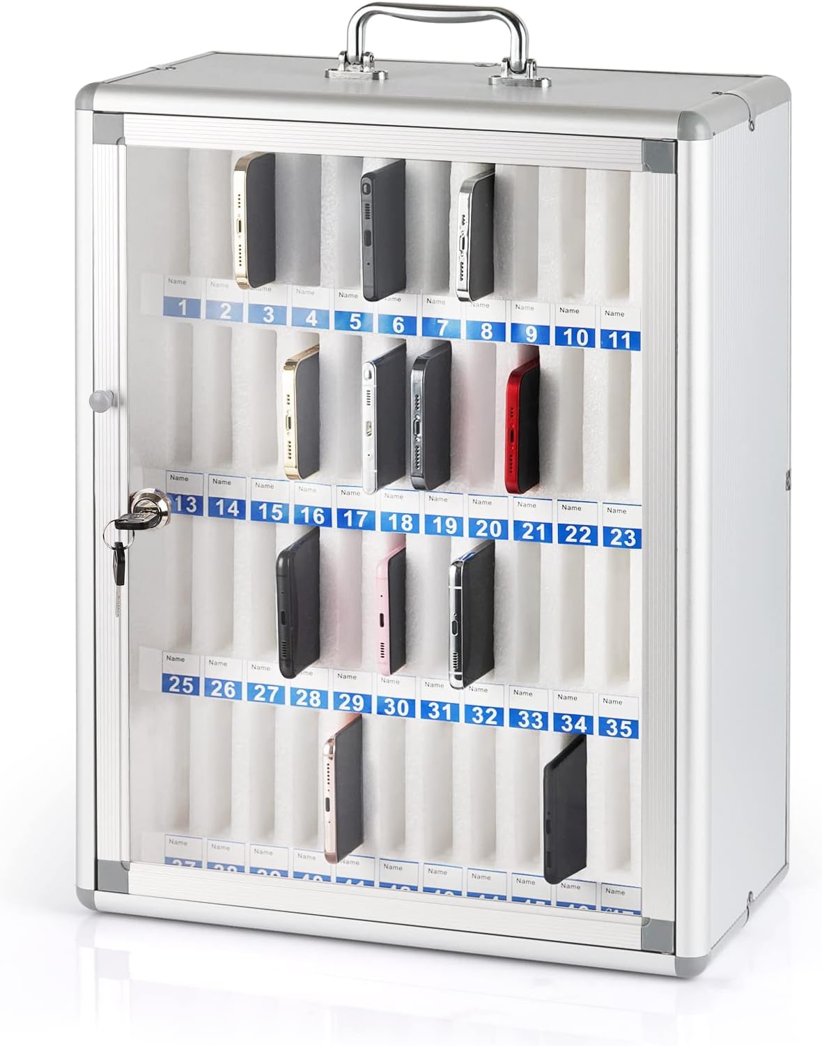 48 slots aluminum alloy cell phone locker, phone, main product view
