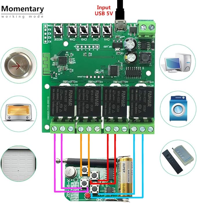 Newgoal 4-Channel WiFi Smart Switch Relay Module, TUYA/Smart Life App - Image 3