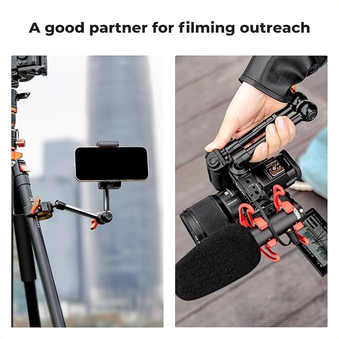 K&F CONCEPT 9.8" Magic Arm, 1/4" Screw Camera Mount Arm 360° Ball Heads - Image 5
