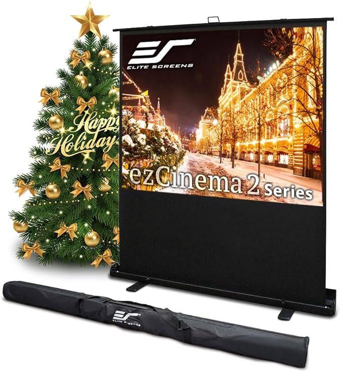 Elite Screens ezCinema 2, Portable Manual Floor Pull Up Scissor Backed by EliteScreensInc