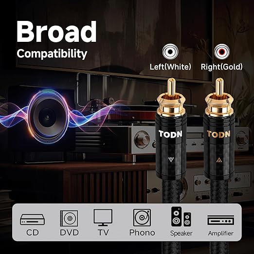 TODN Audiophile RCA Cables 3ft - Image 8