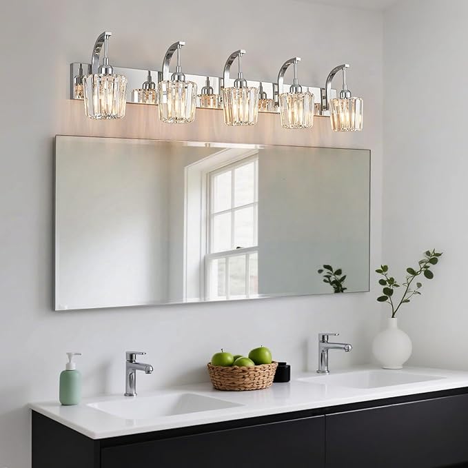 FDPBY Modern Bathroom Vanity Light, 5-Light Chrome Wall Sconce - Image 6