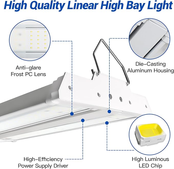 JTT LED Linear High Bay Light, 5000K Daylight 150W 21000LM 1.35FT Shop Light - Image 5