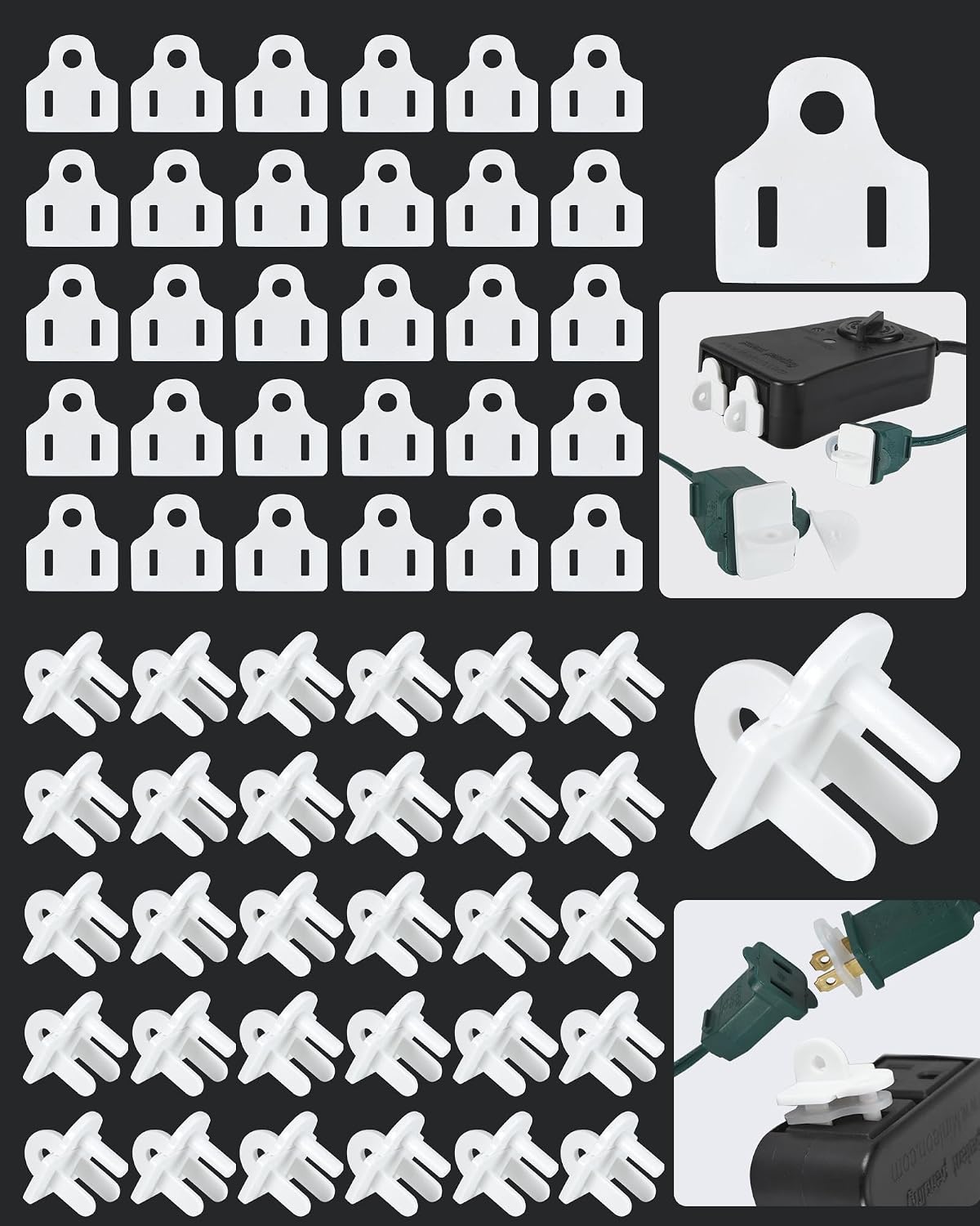 30 Sets Waterproof Outlet Cover and Weatherproof Gaskets,Outdoor Extension Cord Cover Sotp GFCI Tripping,Waterproof Plug cover,Waterproof gasket for outdoor male-female plug adapters White
