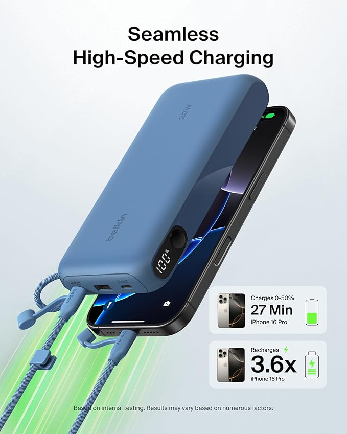 Belkin Portable Charger, USB-C Power Bank 20, 000mAh w/ 2X USB-C Ports & 1x A - Image 3