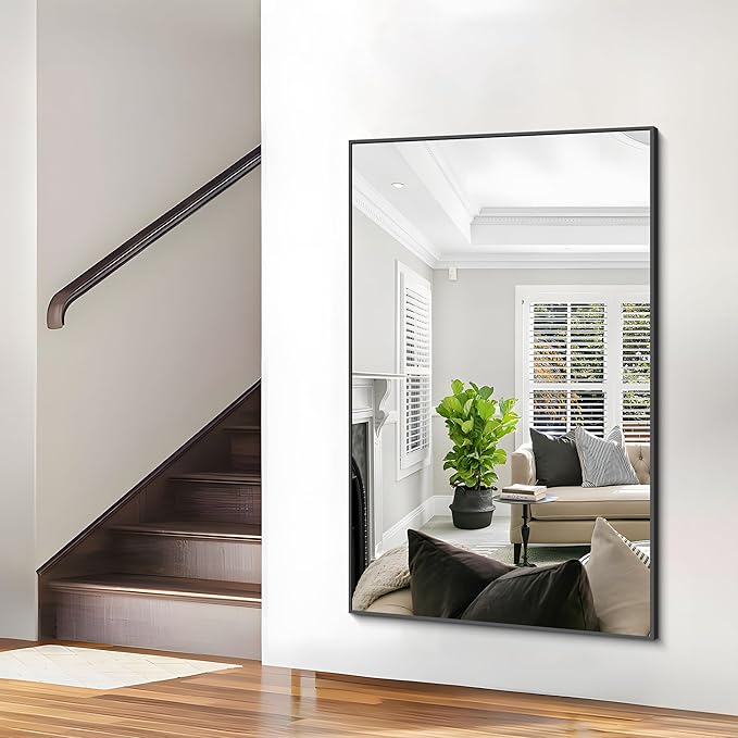 40x60inch Black Bathroom Mirror, Large Rectangular Wall Mirrors - Image 7