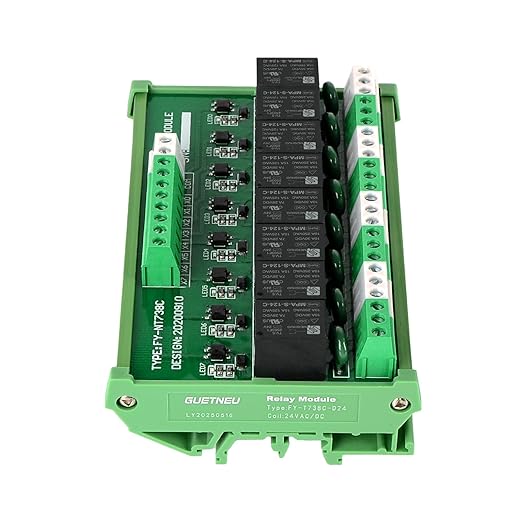 GUETNEU Relay Board, 8 Channel 1 SPDT DIN Rail Mount 24V DC/AC Relay, Interface - Image 4