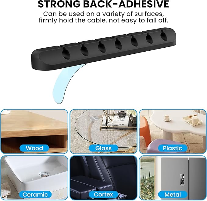 AhaStyle Cable Clips, 3 Pack Cord Holders Cable Organizer Self Adhesive Cord - Image 3