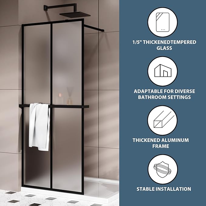 Goodyo 34“ x 72" Shower Door Tempered Glass Shower Screen - Image 3