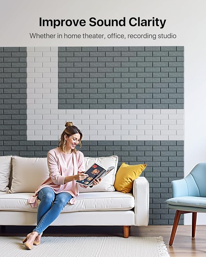 Acoustic Wall Panels Self-Adhesive, 12 Pack Sound Absorbing Panels Brick - Image 4