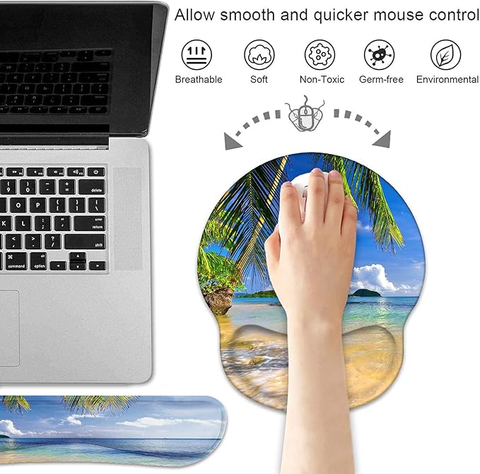 Keyboard Wrist Rest and Mouse Pad Wrist Support Set - Image 2