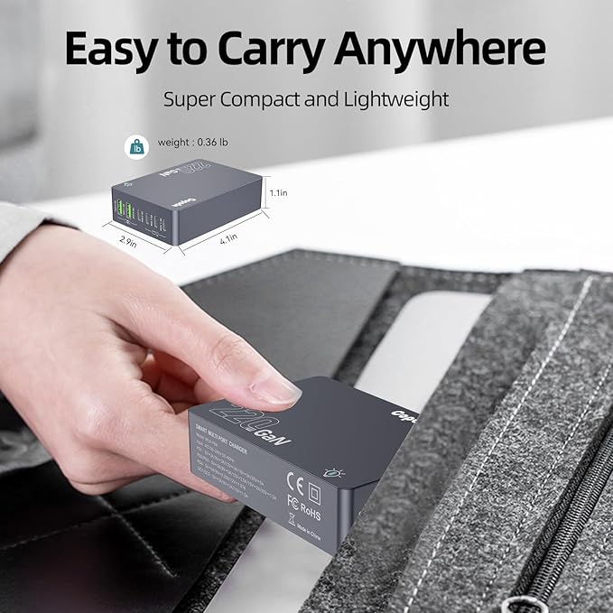 220W USB C Charger Block, 6-Port GaN USB C Charging Station PD 100W PC Laptop - Image 5