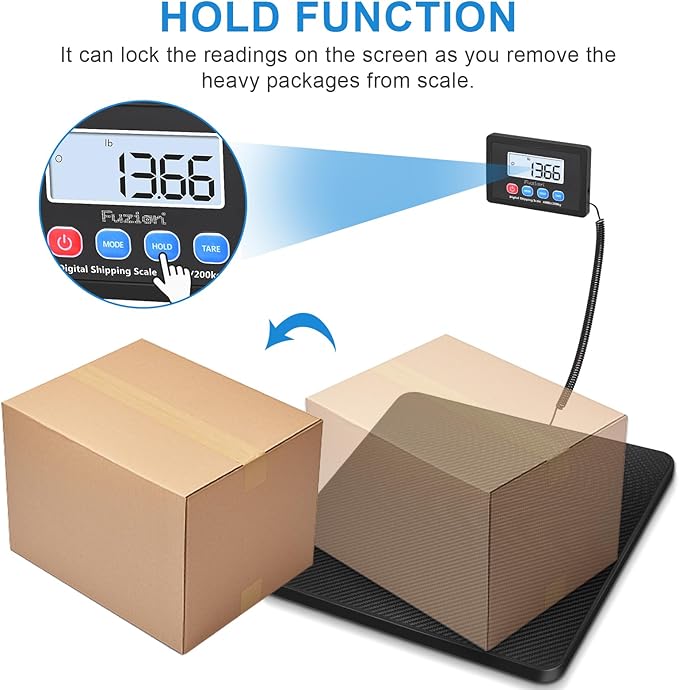 Fuzion Shipping Scale, 440LB x 10g High Accuracy Postal Scale, Hold/Tare - Image 3