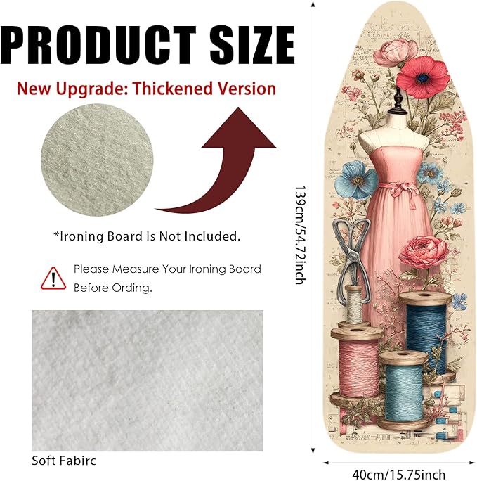 Nuxovilar Ironing Board Cover Needle Cotton 15x54 Inches | Ironing Board Cover - Image 3
