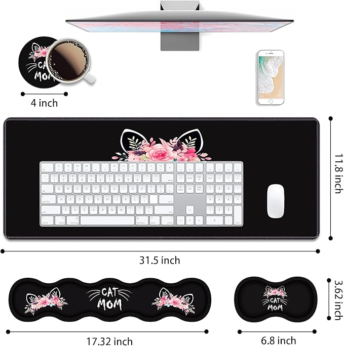 4 in 1 Ergonomic Keyboard Wrist Rest & Mouse Pad Wrist Rest Set, Large XXL - Image 2