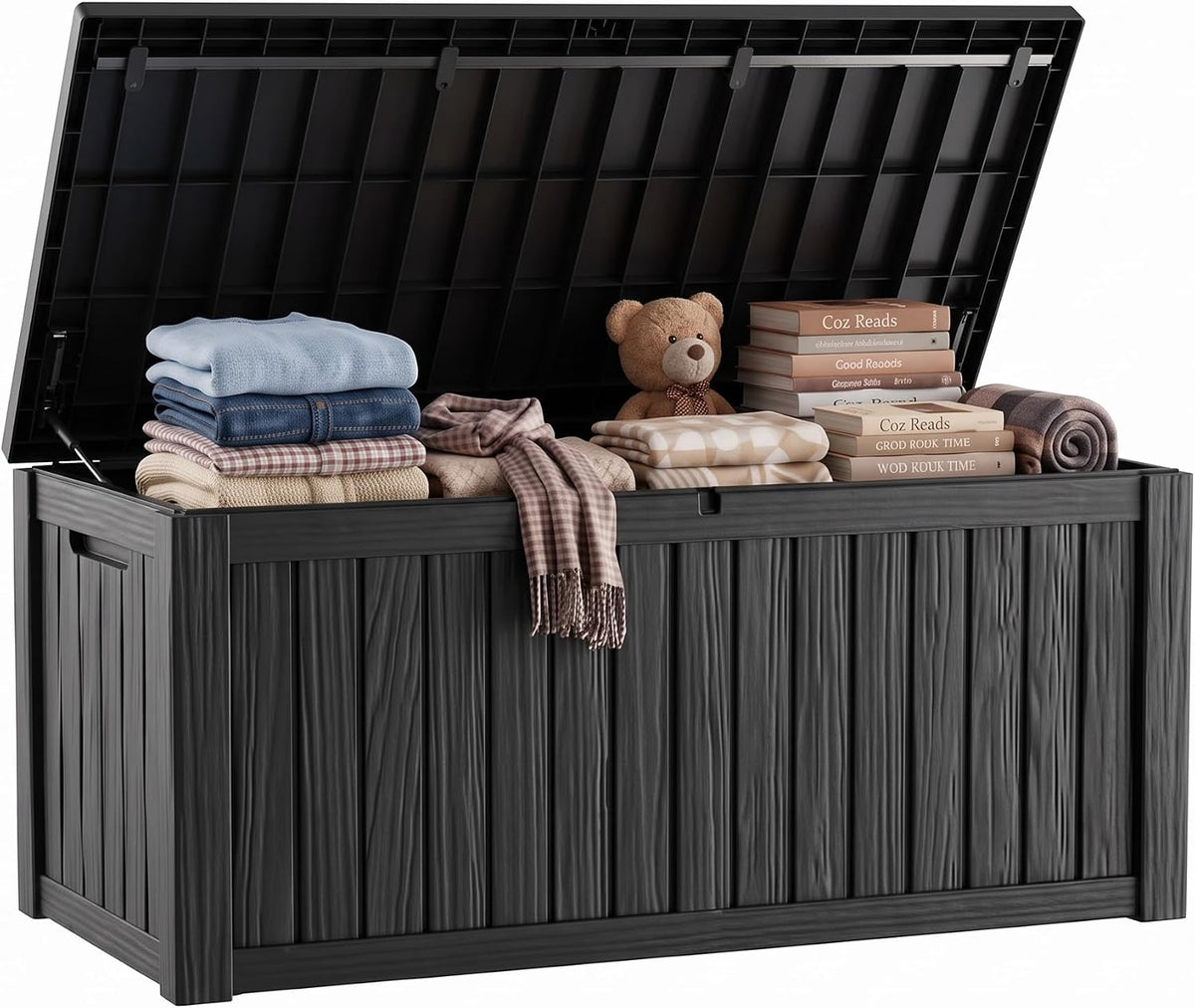 180 gallon resin deck box, waterproof lockable outdoor, main product view