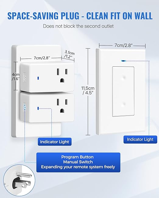 WILAWELS Remote Control Outlet Wireless Light Switch, Removable Remote Outlet - Image 4
