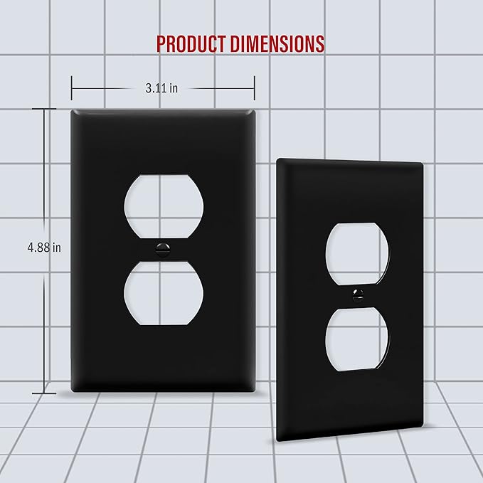 ENERLITES Mid-Size Duplex Receptacle Wall Plate, Electrical Outlet Covers - Image 2