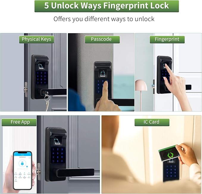 Harfo Smart Door Lock, Heavy Duty 5 in 1 Keyless Entry Door Lock, Full App - Image 5