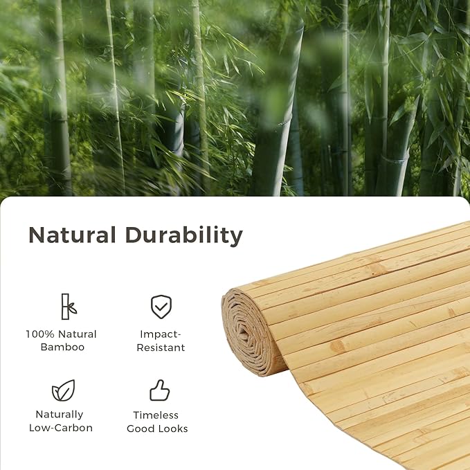 OUZUGIE 1 Pack 96x24 Inch Natural Bamboo Wall Panel – Natural Pole Wrap Paneling - Image 7