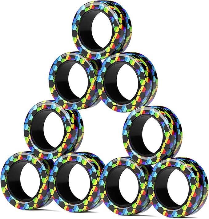 Magnetic Rings Fidget Toys Pack, Idea ADHD Fidget Toys, Adult Fidget Spinner by FINGERROCK