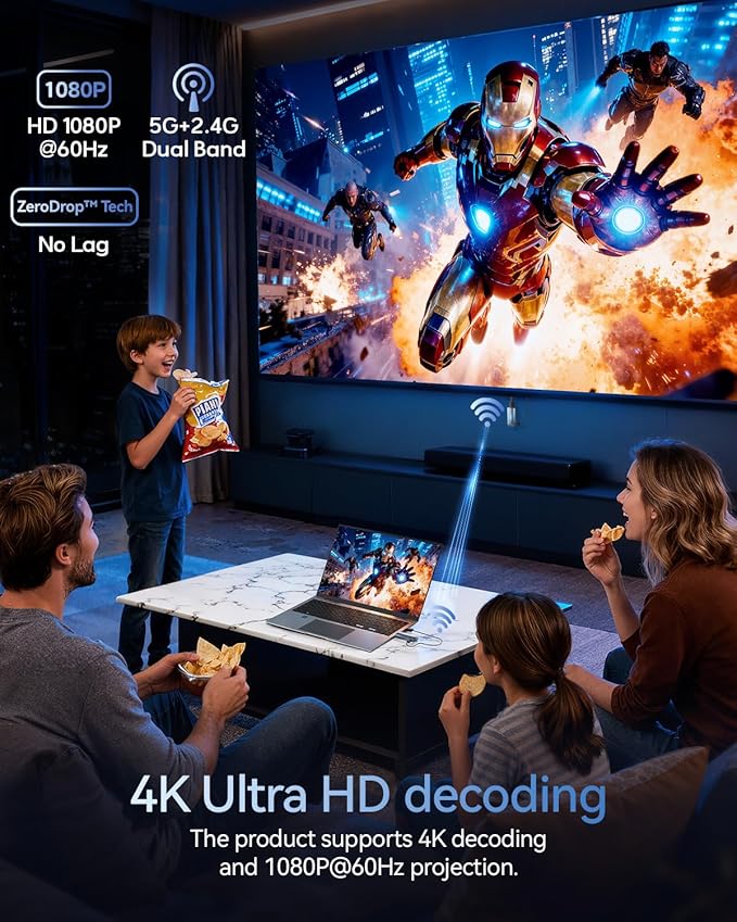 2026 Upgraded Wireless HDMI Transmitter and Receiver 328FT/100M, 4K Decode - Image 2