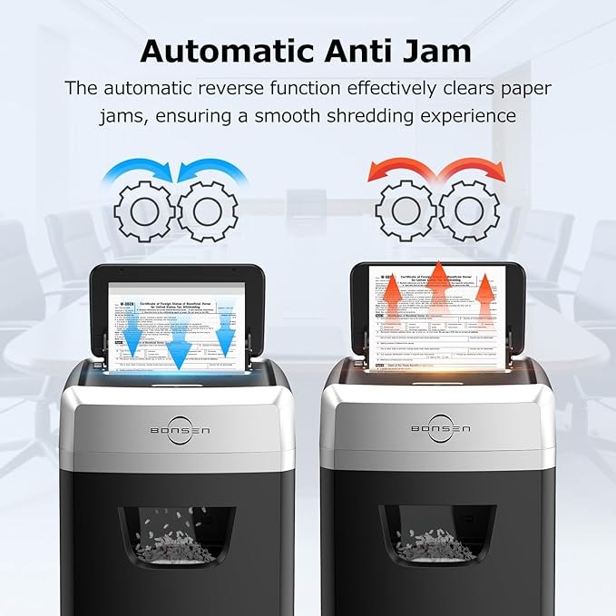 BONSEN 150-Sheet Autofeed Paper Shredder Heavy Duty, 60 Mins Micro-Cut Shredder - Image 6
