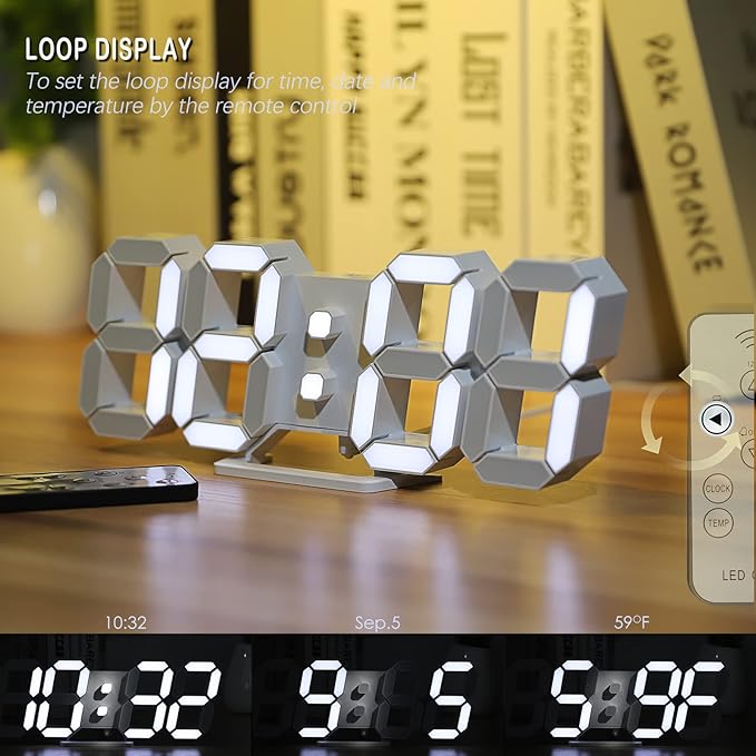 KOSUMOSU 3D LED Digital Wall Clock, Large Display Table/ Desk Clock - Image 3