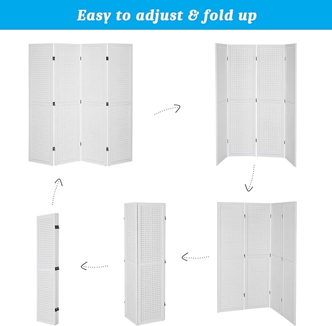 Bonnlo 4 Panel Pegboard Freestanding, 5 FT Portable Display Board Organizer - Image 3