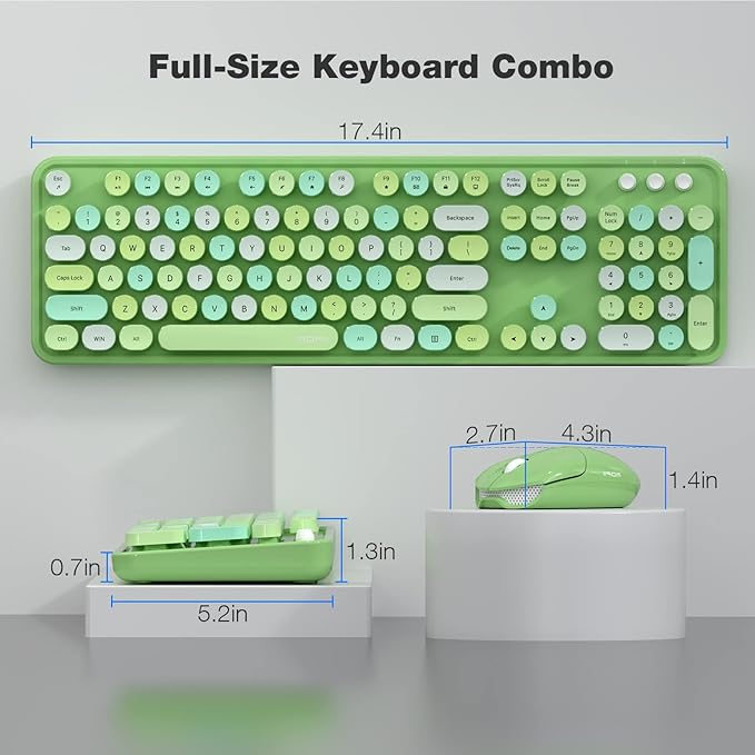 MOFII Wireless Keyboard and Mouse Combo, 2.4GHz Retro Full Size Typewriter - Image 7
