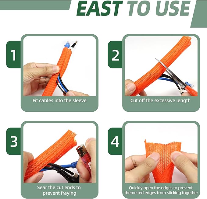 Split Wire Loom Tubing, Cable Protector Sleeve, Braided Cable Management - Image 6