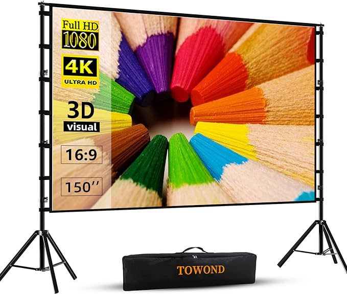 TOWOND Projector Screen and Stand, 150 inch Indoor Outdoor Projection Screen by TOWOND-JLFOfficial