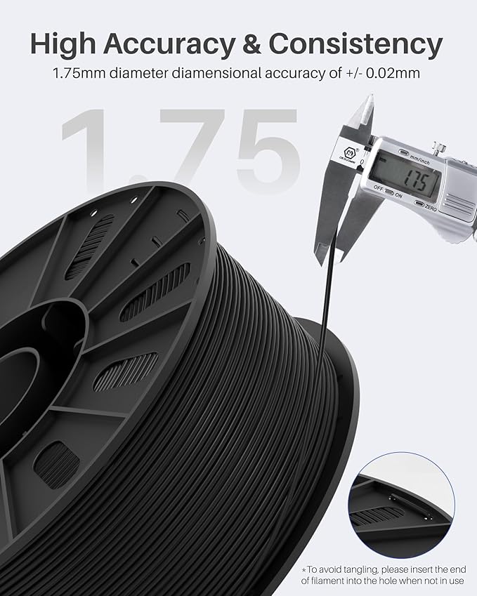 ELEGOO PLA Filament 1.75mm Black 3KG, 3D Printer Filament Dimensional Accuracy - Image 3